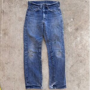 Vintage 70s JCPenney Plain Pockets Distressed Blue Denim Jeans 28x27 USA